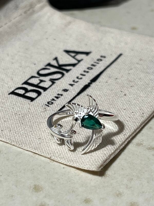 Anillo Colibrí Circón Verde